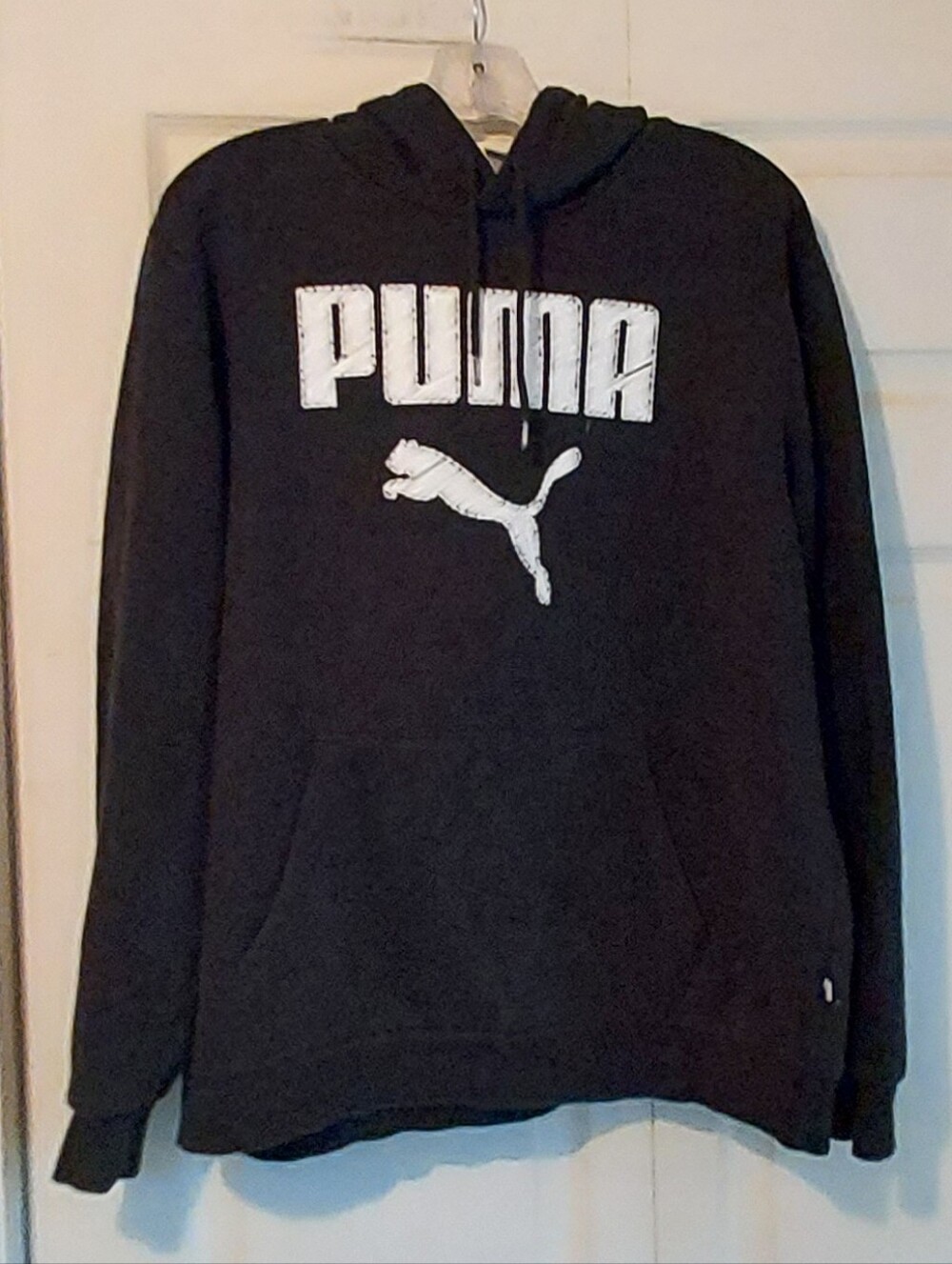 Puma Essentials Mens Large Logo Fleece Hoodie Sweatshirt Black Hiking Warm